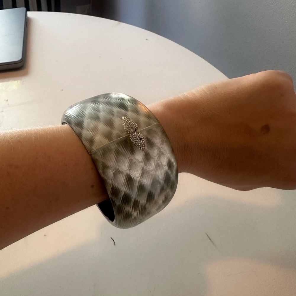 Alexis Bittar grey bracelet with crystal metallic closure